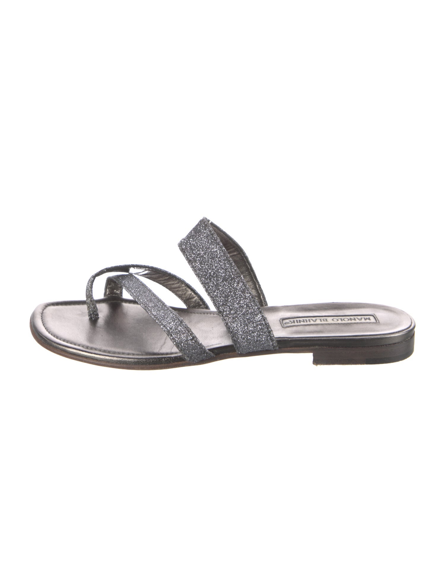 Manolo Blahnik Glitter Animal Print Slides