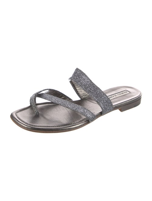 Manolo Blahnik Glitter Animal Print Slides
