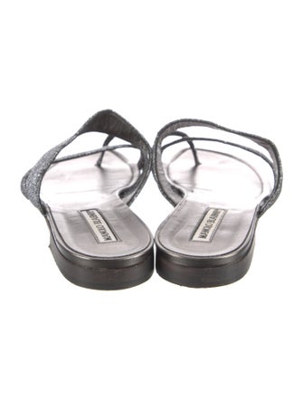 Manolo Blahnik Glitter Animal Print Slides