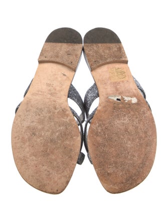 Manolo Blahnik Glitter Animal Print Slides