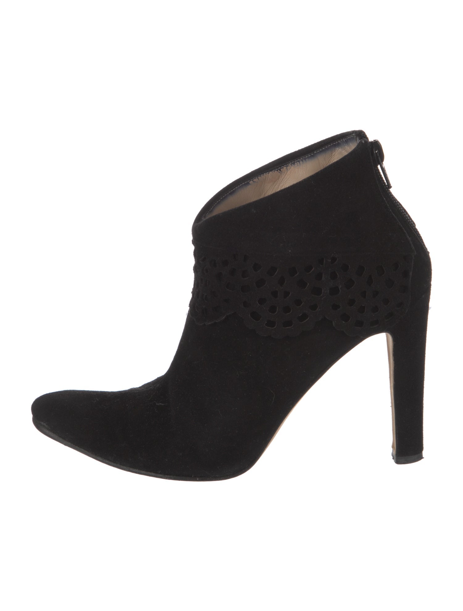 Manolo Blahnik Suede Lasercut Accents Boots