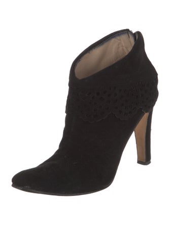 Manolo Blahnik Suede Lasercut Accents Boots
