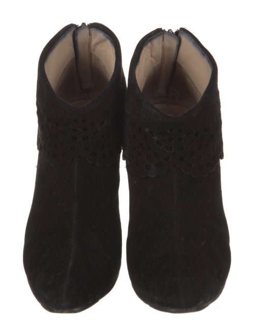 Manolo Blahnik Suede Lasercut Accents Boots