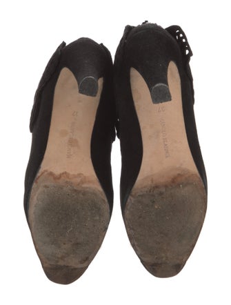 Manolo Blahnik Suede Lasercut Accents Boots