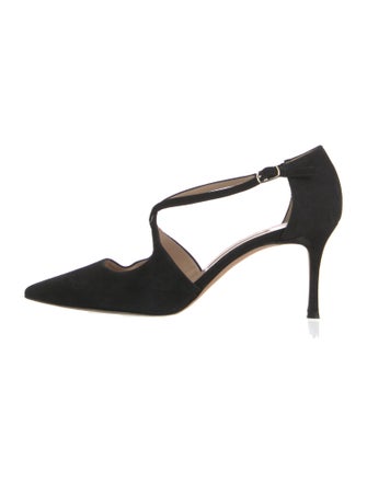 Manolo Blahnik Suede T-Strap Pumps