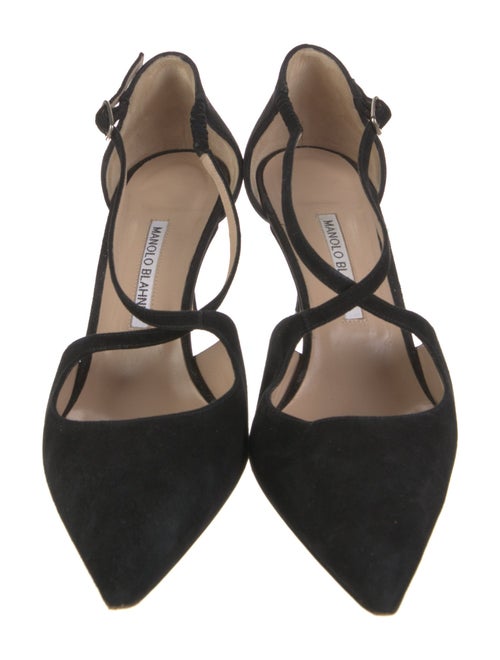Manolo Blahnik Suede T-Strap Pumps