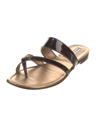 Manolo Blahnik Leather Printed Slides