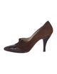Manolo Blahnik GG Embossed Suede D'Orsay Pumps