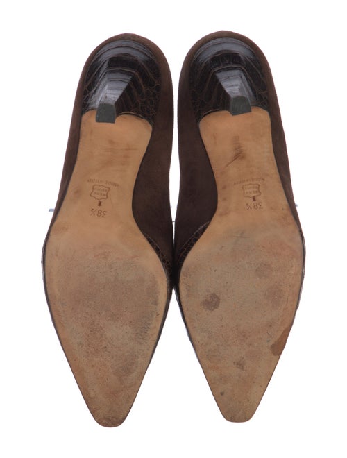 Manolo Blahnik GG Embossed Suede D'Orsay Pumps