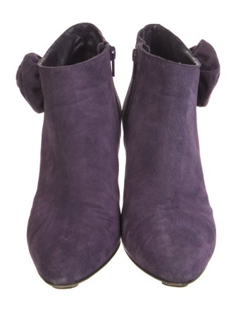 Manolo Blahnik Suede Floral Print Boots