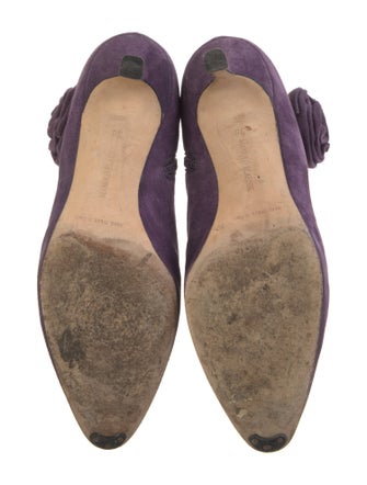 Manolo Blahnik Suede Floral Print Boots