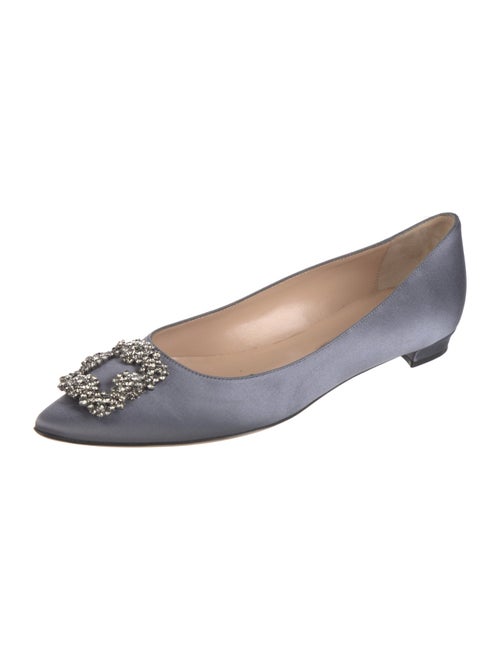 Manolo Blahnik Satin Crystal Embellishments Flats
