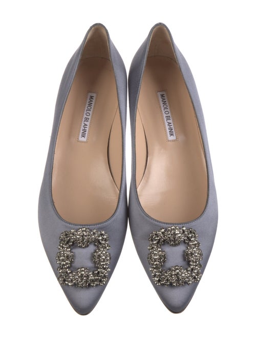 Manolo Blahnik Satin Crystal Embellishments Flats