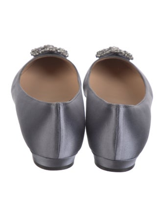 Manolo Blahnik Satin Crystal Embellishments Flats