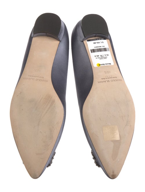 Manolo Blahnik Satin Crystal Embellishments Flats