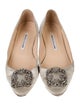Manolo Blahnik Satin Crystal Embellishments Flats