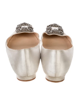Manolo Blahnik Satin Crystal Embellishments Flats