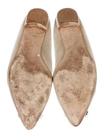 Manolo Blahnik Satin Crystal Embellishments Flats