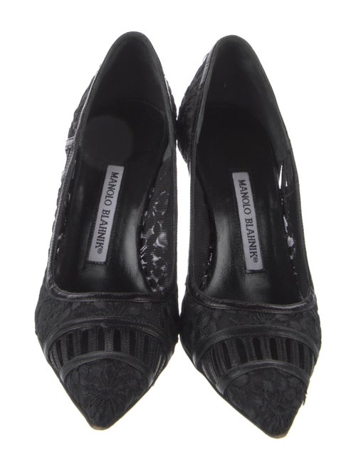 Manolo Blahnik Mesh Floral Print Pumps