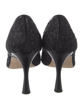 Manolo Blahnik Mesh Floral Print Pumps