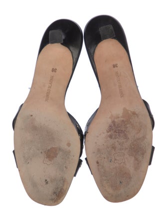 Manolo Blahnik Leather Studded Accents Slides