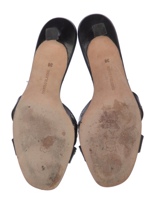 Manolo Blahnik Leather Studded Accents Slides