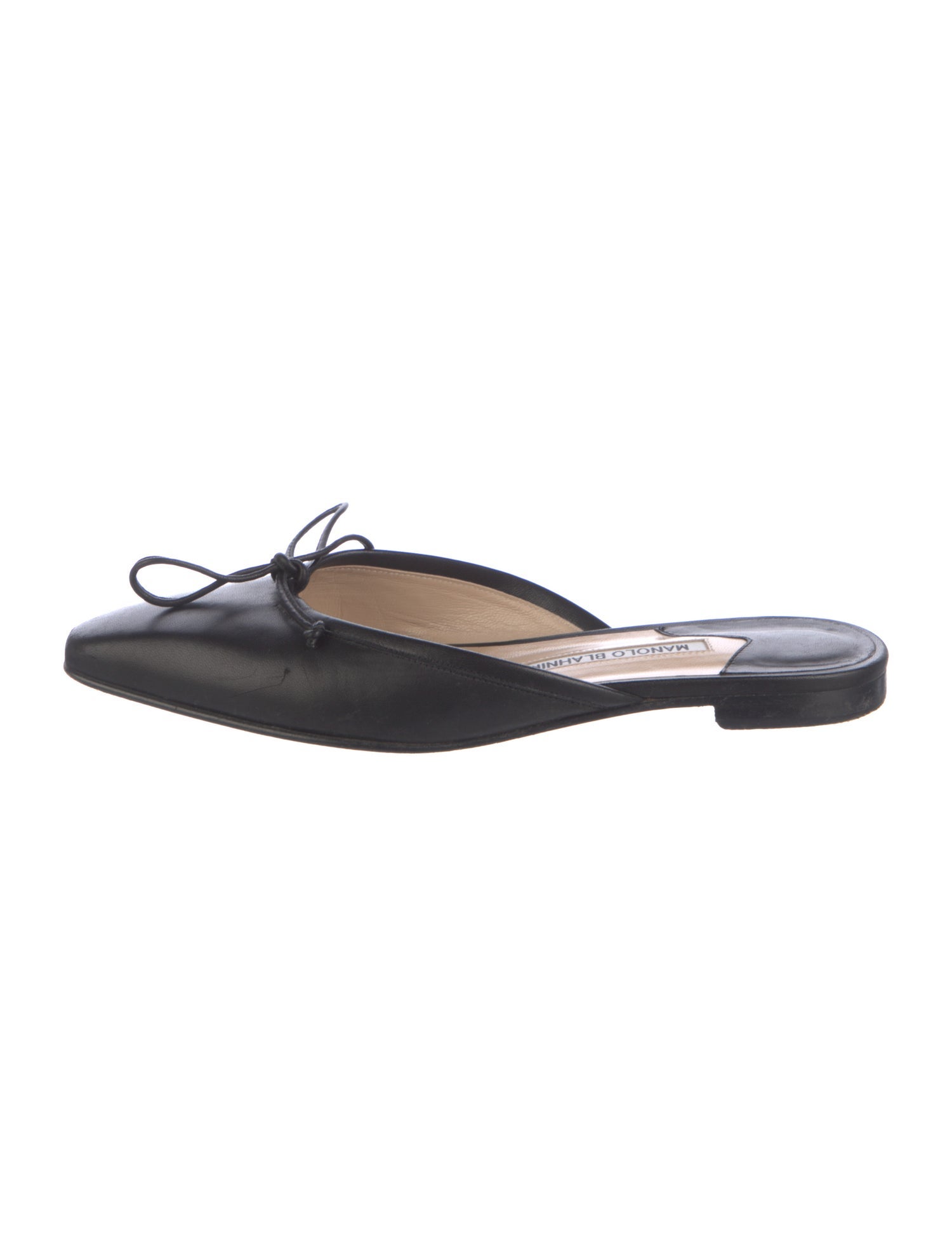 Manolo Blahnik Leather Bow Accents Mules