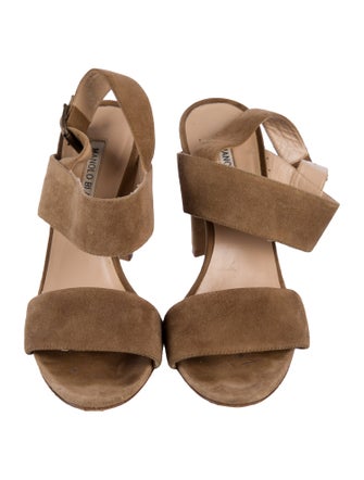 Manolo Blahnik Suede Slingback Sandals