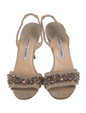 Manolo Blahnik Crystal Embellishments Slingback Sandals