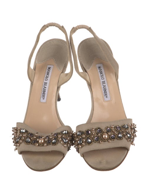 Manolo Blahnik Crystal Embellishments Slingback Sandals