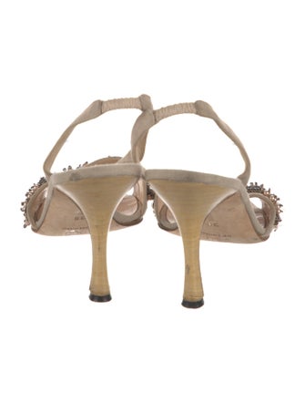 Manolo Blahnik Crystal Embellishments Slingback Sandals