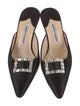 Manolo Blahnik Satin Crystal Embellishments Mules