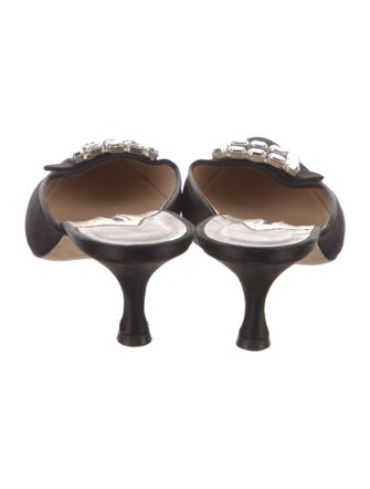 Manolo Blahnik Satin Crystal Embellishments Mules