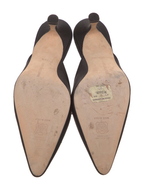 Manolo Blahnik Satin Crystal Embellishments Mules