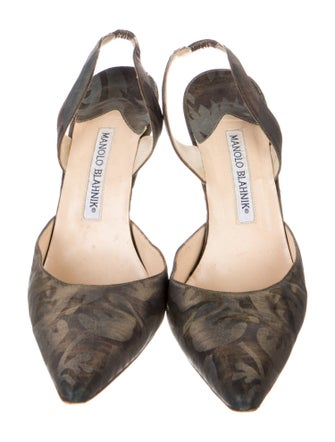 Manolo Blahnik Canvas Slingback Pumps