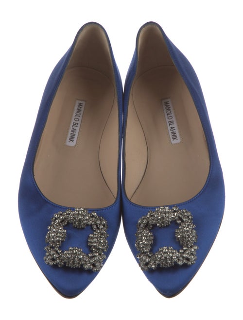 Manolo Blahnik Hangisi Crystal Satin Flats