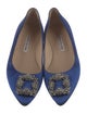 Manolo Blahnik Hangisi Crystal Satin Flats