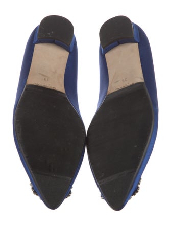 Manolo Blahnik Hangisi Crystal Satin Flats