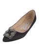 Manolo Blahnik Satin Crystal Embellishments Flats
