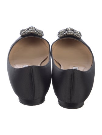 Manolo Blahnik Satin Crystal Embellishments Flats
