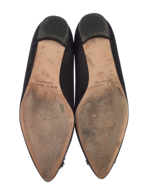 Manolo Blahnik Satin Crystal Embellishments Flats