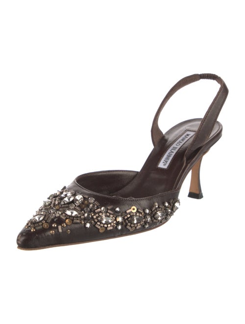 Manolo Blahnik Leather Printed Slingback Pumps