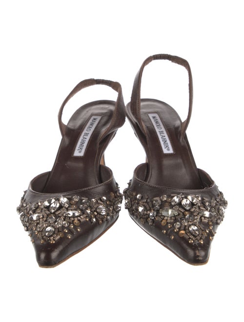 Manolo Blahnik Leather Printed Slingback Pumps