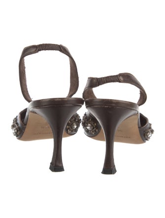 Manolo Blahnik Leather Printed Slingback Pumps