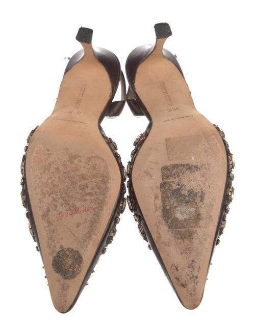 Manolo Blahnik Leather Printed Slingback Pumps