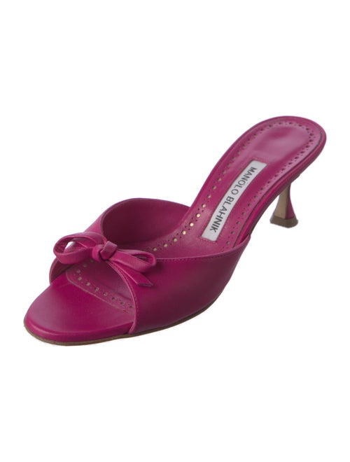 Manolo Blahnik Leather Crystal Embellishments Slides