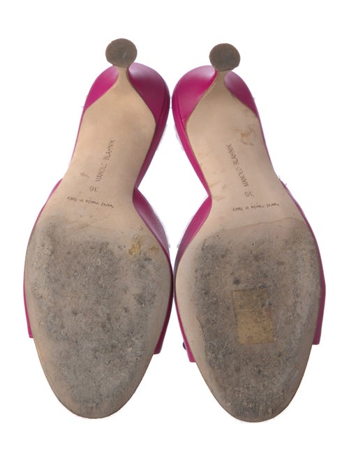 Manolo Blahnik Leather Crystal Embellishments Slides