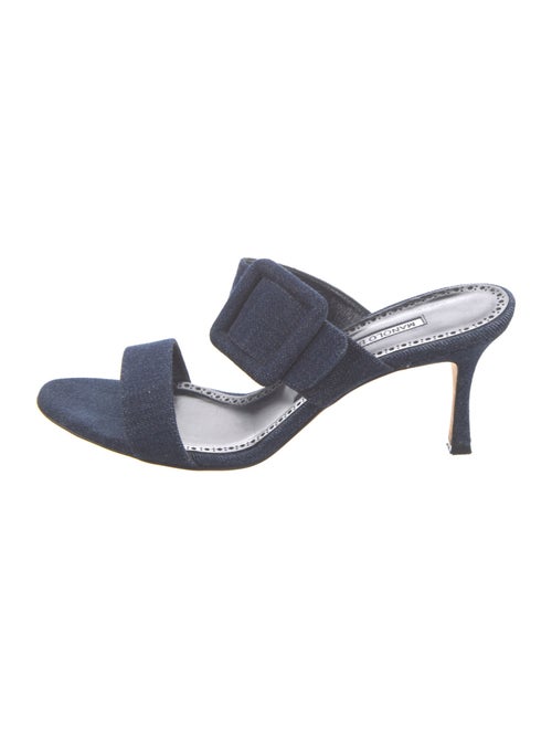 Manolo Blahnik Gable Denim Slides