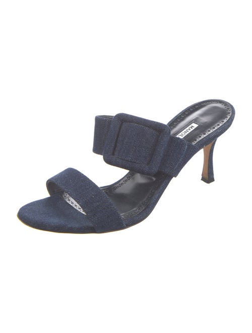 Manolo Blahnik Gable Denim Slides