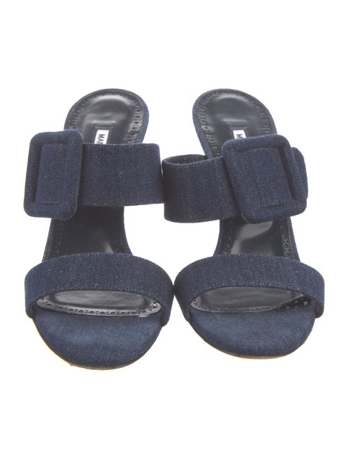 Manolo Blahnik Gable Denim Slides